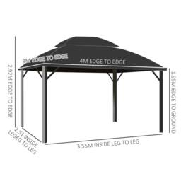 OUTSUNNY 4 x 3(m) Polycarbonate Gazebo for Lawn, Yard, Patio, Deck in Black - thumbnail 3