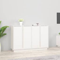 Berkfield Home Sideboard White 120x35x80 cm Solid Wood Pine - Size: 120 x 35 x 80 cm - thumbnail 2