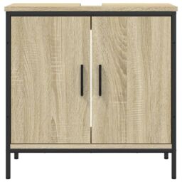 Berkfield Home Bathroom Sink Cabinet Sonoma Oak 60x30x60 cm Engineered Wood in Brown - Size: 60 x 30 x 60 cm - thumbnail 5