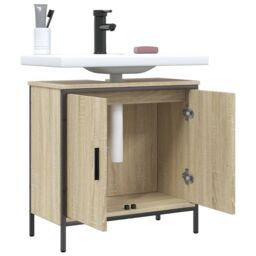 Berkfield Home Bathroom Sink Cabinet Sonoma Oak 60x30x60 cm Engineered Wood in Brown - Size: 60 x 30 x 60 cm - thumbnail 4