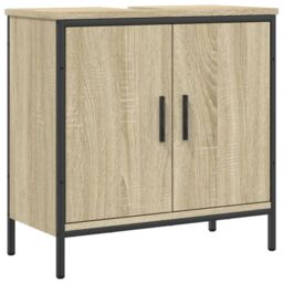 Berkfield Home Bathroom Sink Cabinet Sonoma Oak 60x30x60 cm Engineered Wood in Brown - Size: 60 x 30 x 60 cm - thumbnail 2