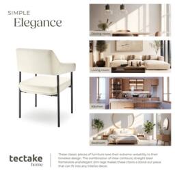tectake Armchair Doe Set Of 4 - Velvet Look Off-White - Size: 4 Pack - thumbnail 7