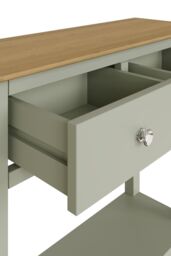 FWStyle 2 Drawer Console Table Sage Green Large Oak Top Painted Finish - thumbnail 4