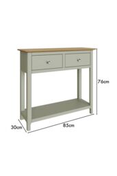 FWStyle 2 Drawer Console Table Sage Green Large Oak Top Painted Finish - thumbnail 5