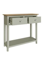 FWStyle 2 Drawer Console Table Sage Green Large Oak Top Painted Finish - thumbnail 3