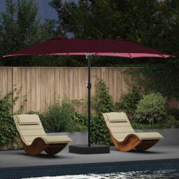 Berkfield Home Garden Parasol Folding Bordeaux red 385 x 209 x 244 cm Fabric in Burgundy - thumbnail 2