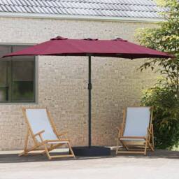 Berkfield Home Garden Parasol Folding Bordeaux red 385 x 209 x 244 cm Fabric in Burgundy - thumbnail 3