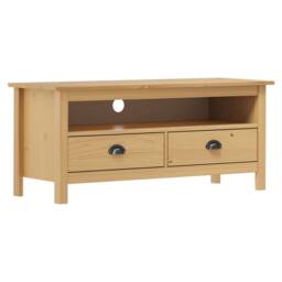 Berkfield Home TV Cabinet Hill Honey Brown 110x40x47 cm Solid Pine Wood in Light Brown - Size: 110 x 40 x 47 cm - thumbnail 2