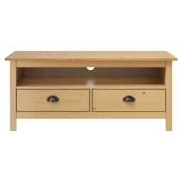 Berkfield Home TV Cabinet Hill Honey Brown 110x40x47 cm Solid Pine Wood in Light Brown - Size: 110 x 40 x 47 cm - thumbnail 1