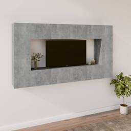Berkfield Home 8 Piece TV Cabinet Set Concrete Grey Engineered Wood