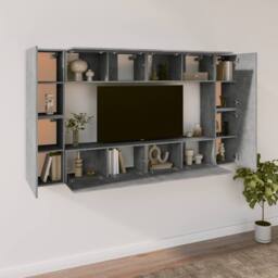 Berkfield Home 8 Piece TV Cabinet Set Concrete Grey Engineered Wood - thumbnail 3