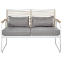 Wyld and Coco White Steel 4-Seater Garden Lounge Set with Grey Cushions and Table - thumbnail 8