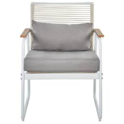 Wyld and Coco White Steel 4-Seater Garden Lounge Set with Grey Cushions and Table - thumbnail 5