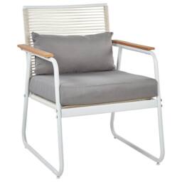 Wyld and Coco White Steel 4-Seater Garden Lounge Set with Grey Cushions and Table - thumbnail 4