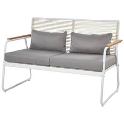 Wyld and Coco White Steel 4-Seater Garden Lounge Set with Grey Cushions and Table - thumbnail 7