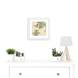 Artery8 Kono Bairei Japan Flowers & Birds 8X8 Inch Square Wooden Framed Wall Art Print Picture with Mount in White - thumbnail 2