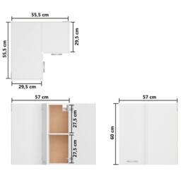 Berkfield Home Hanging Corner Cabinet White 57x57x60 cm Engineered Wood - Size: 57 x 57 x 60 cm - thumbnail 9