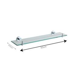 Showerdrape Modernity 500mm Chrome Stainless Steel Wall Mounted Frosted Glass Vanity Shelf in Silver - thumbnail 2