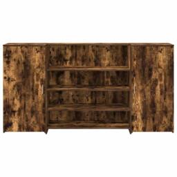 Berkfield Home Reception Desk Smoked Oak 200x50x103.5 cm Engineered Wood in Brown - thumbnail 5