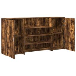 Berkfield Home Reception Desk Smoked Oak 200x50x103.5 cm Engineered Wood in Brown - thumbnail 6