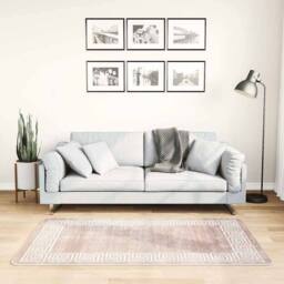 Berkfield Home Rug Washable 80x150 cm Beige Anti Slip - Size: 100 cm diameter - thumbnail 2