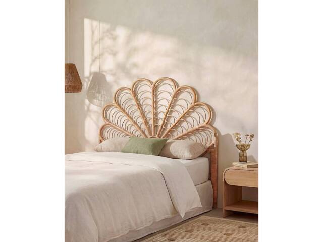 Vente-unique Headboard 160 Cm - Rattan - Natural - FLOSIA in Light Oak - Size: Double - image 1