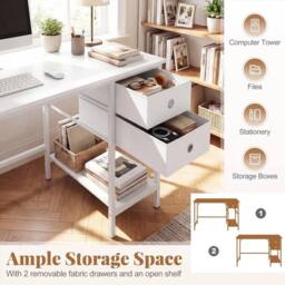 VOGREX Modern Desk with 2 Foldable Fabric Drawers in White - thumbnail 5