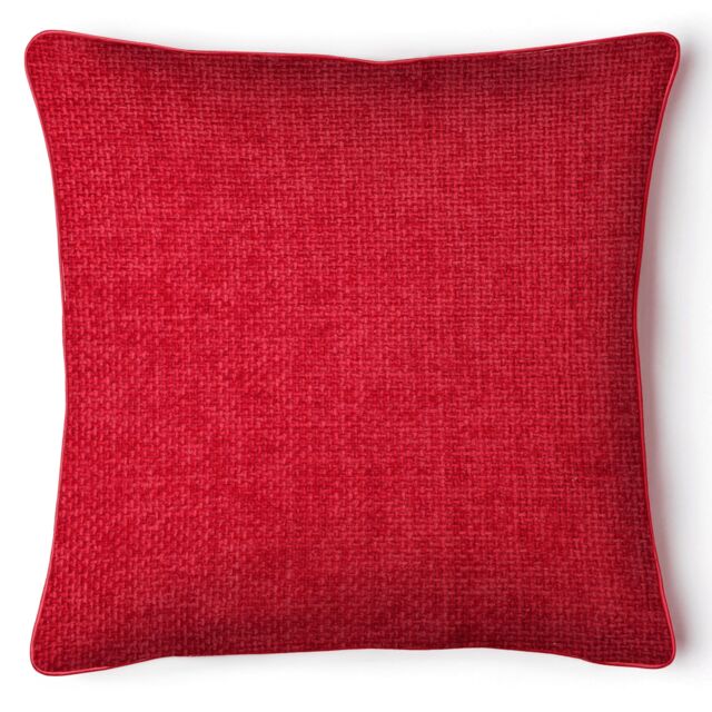 Intimates Textured Chenille Square Cushion, Decorative with Zip Closure in Red - Size: 50 cm x 50 cm