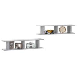 Berkfield Home Wall Shelf 2 pcs Concrete Grey 90x18x20 cm Engineered Wood - Size: 90 x 18 x 20 cm - thumbnail 3