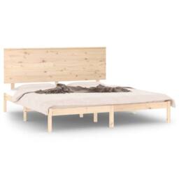 Berkfield Home Bed Frame Solid Wood 150x200 cm King Size in Natural - thumbnail 1