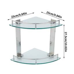 ExtraStar Modern Tempered Glass Corner Shelf in Silver - thumbnail 3
