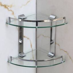 ExtraStar Modern Tempered Glass Corner Shelf in Silver - thumbnail 4