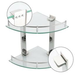 ExtraStar Modern Tempered Glass Corner Shelf in Silver - thumbnail 7