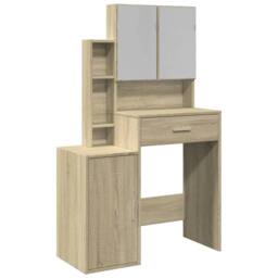 Berkfield Home Beautiful Dressing Table with Cabinet Sonoma Oak 80x35x132 cm in Light Brown - Size: 80 x 35 x 132 cm - thumbnail 3