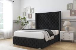 "Sloomy Arundel Naples Frame-Mattress - 50"" Upholstered Wingback Headboard in Black - Size: Small Single" - thumbnail 2