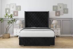 "Sloomy Arundel Naples Frame-Mattress - 50"" Upholstered Wingback Headboard in Black - Size: Small Single" - thumbnail 1