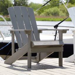 Wyld and Coco Garden Chair - Light Grey Faux Wood Weather-Resistant Outdoor Seating - thumbnail 1