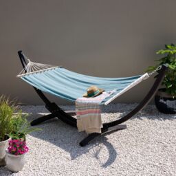Primrose Sage Hammock with Charcoal Wooden Stand in Green - thumbnail 1