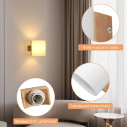 Pheashine Wooden LED Wall Light, 4W 3-Color, Scandinavian Style, E27 Socket in Light Brown - thumbnail 3