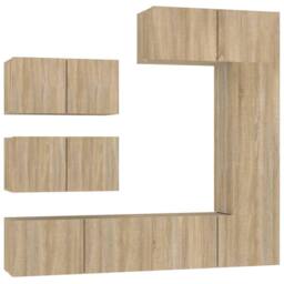 Berkfield Home Classic 6 Piece TV Cabinet Set Sonoma Oak Engineered Wood in Light Tan - thumbnail 3