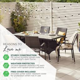 FurnitureboxUK Antigua 6 Seater Rattan Outdoor Garden Dining Set, PE Rattan, 6 Seat Garden Table & Chair Set, Weather Resistant in Beige - thumbnail 7