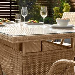 FurnitureboxUK Antigua 6 Seater Rattan Outdoor Garden Dining Set, PE Rattan, 6 Seat Garden Table & Chair Set, Weather Resistant in Beige - thumbnail 4
