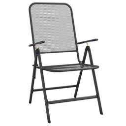 Berkfield Home 9 Piece Garden Dining Set Anthracite Metal Mesh in Black - thumbnail 4