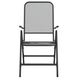 Berkfield Home 9 Piece Garden Dining Set Anthracite Metal Mesh in Black - thumbnail 5