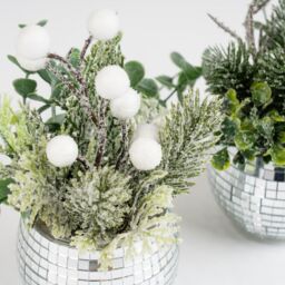 Scottish Everlastings Ltd Set of 2 Christmas Mirrorball Plants in Silver - thumbnail 3