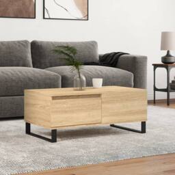 Berkfield Home Modern Coffee Table Sonoma Oak 90x50x36.5 cm Engineered Wood in Light Tan - thumbnail 2