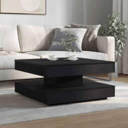 Berkfield Home Coffee Table 360-Degree Rotatable Black 70x70x34.5 cm - thumbnail 3