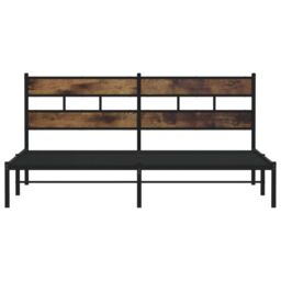 Berkfield Home Metal Bed Frame without Mattress Smoked Oak 183x213 cm in Brown - thumbnail 4