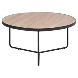 Wyld and Coco Round Coffee Table 80 cm Walnut Finish Black Metal Legs in Brown - thumbnail 4