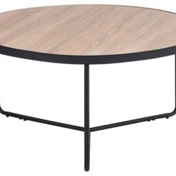 Wyld and Coco Round Coffee Table 80 cm Walnut Finish Black Metal Legs in Brown - thumbnail 2